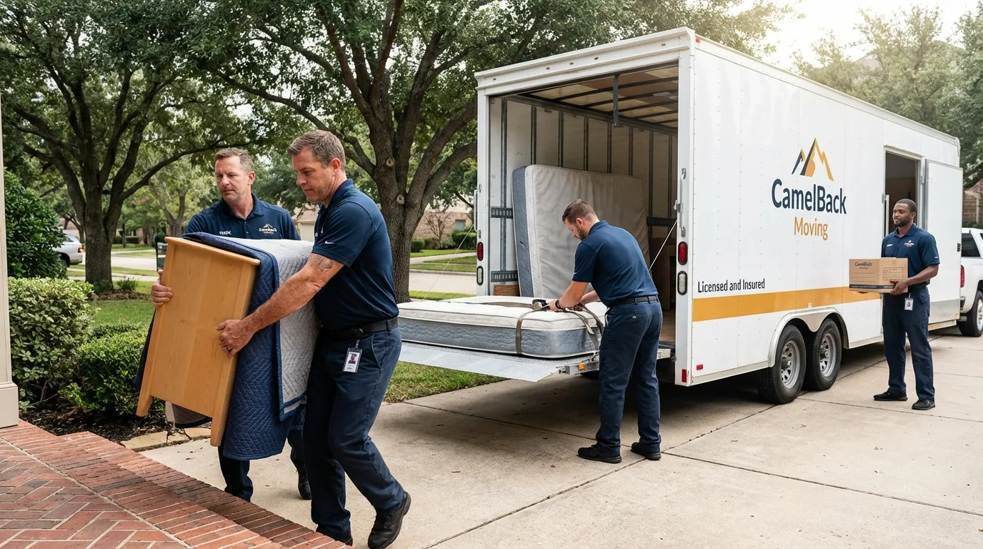 Crew loading residential truck for cross-state move from Summit, MS