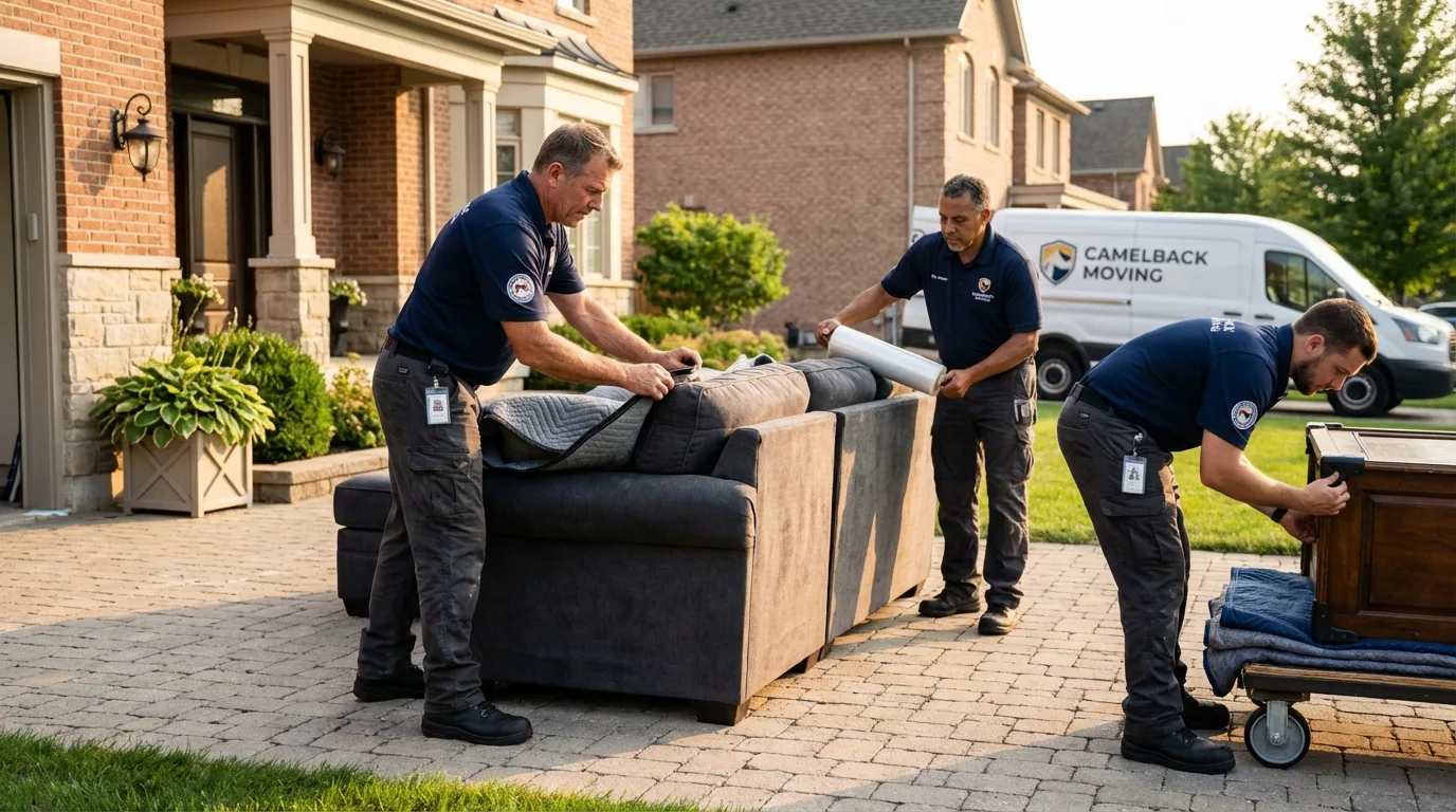 Large estate moving crew wrapping furniture in Summit, MS