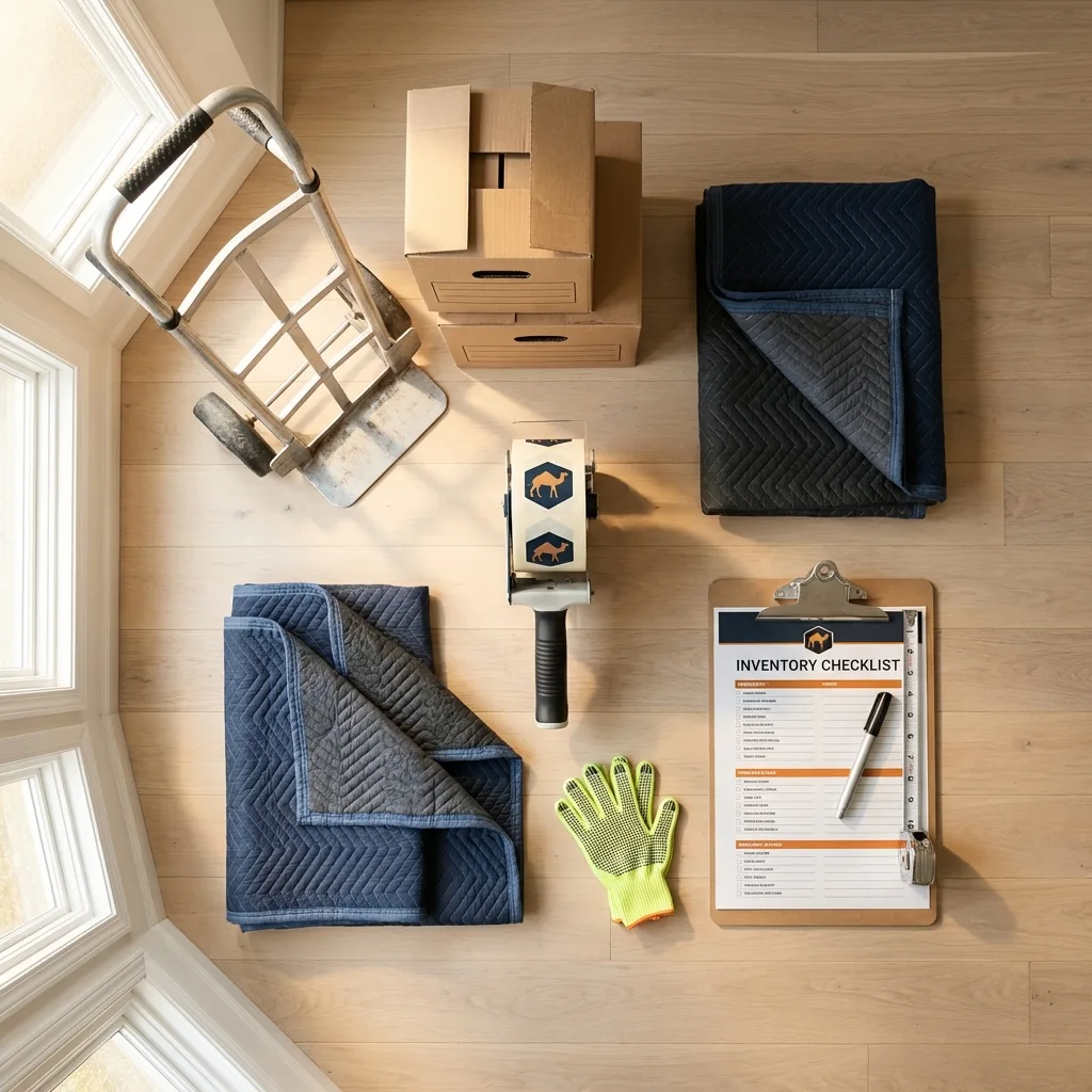 Professional moving supplies and packing materials layout for Summit residential relocations